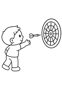 Boy Throwing a Dart at a Target coloring page free PDF
