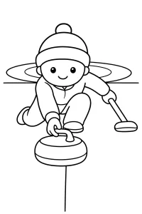 Bambino che gioca a curling disegno da colorare PDF gratis