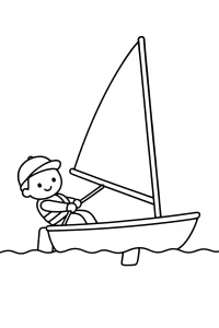 Piccolo velista su una barca a vela disegno da colorare PDF gratis