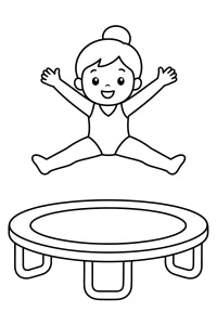 Gimnasta saltando en el trampolín dibujo para colorear PDF gratis