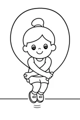 Bambina che salta con la corda disegno da colorare PDF gratis