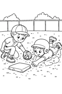 Bambini che giocano a baseball disegno da colorare PDF gratis