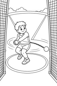 Child Doing the Hammer Throw coloring page free PDF