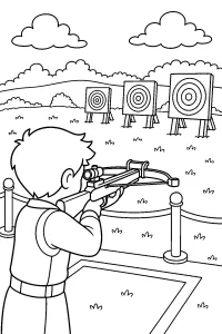 Atirador de besta no campo de tiro desenho para colorir PDF grátis