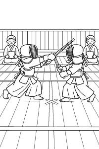 Kendoduel in de sporthal