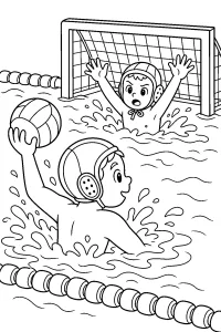 Wasserballtorwart vor dem Tor malvorlage kostenlos PDF