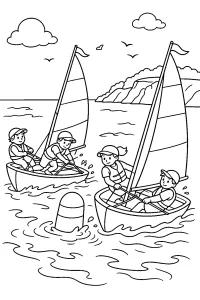 Barche a vela alla boa disegno da colorare PDF gratis
