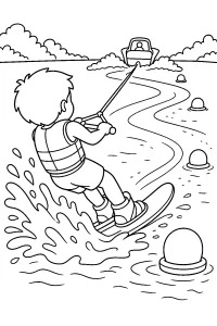 Sciatore d'acqua tra le boe disegno da colorare PDF gratis