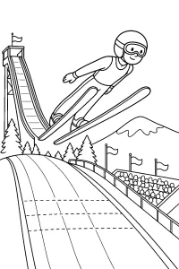 Skispringer im Flug malvorlage kostenlos PDF