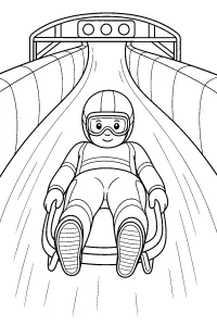 Atleta de luge na descida desenho para colorir PDF grátis
