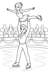 Couple de patineurs en portée dessin à colorier PDF gratuit