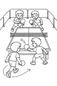 Dobles de tenis de mesa dibujo para colorear PDF gratis