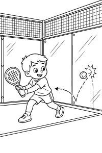 Jogador de padel e bola após o ressalto desenho para colorir PDF grátis
