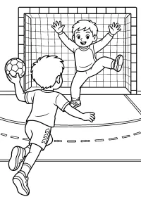 Handbalkeeper in het doel