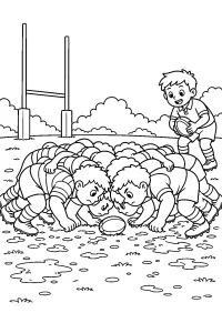 Rugby-Gedränge im Schlamm malvorlage kostenlos PDF