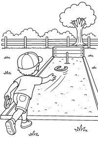 Bambino che lancia un ferro di cavallo disegno da colorare PDF gratis