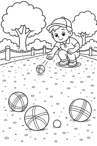 Bambino che gioca a pétanque disegno da colorare PDF gratis
