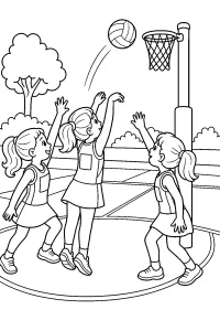 Arremesso de basquete na quadra desenho para colorir PDF grátis