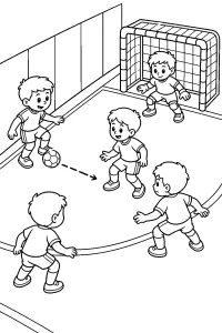 Futsalpass voor het doel kleurplaat gratis PDF