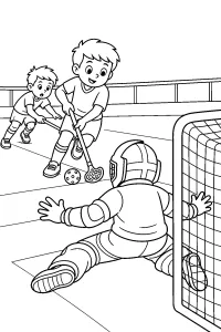 Floorballspeler voor de keeper kleurplaat gratis PDF