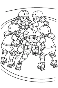 Pattinatrici roller derby in pista disegno da colorare PDF gratis