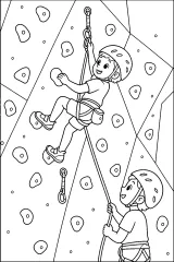 Bambino arrampicatore con corda disegno da colorare PDF gratis