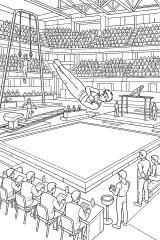 Gymnastics Final in the Arena coloring page free PDF