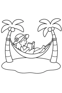 Bambina sull'amaca con un libro disegno da colorare PDF gratis