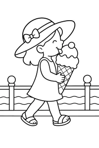 Bambina con gelato sul lungomare disegno da colorare PDF gratis