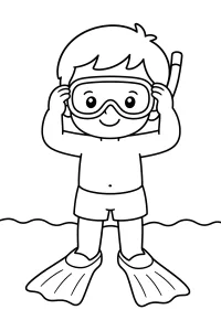 Bambino con maschera e pinne disegno da colorare PDF gratis