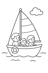 Famiglia in barca a vela disegno da colorare PDF gratis