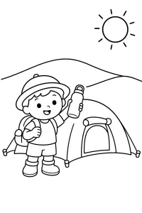 Kind beim Camping in der Wüste malvorlage kostenlos PDF