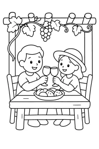 Coppia che brinda a tavola disegno da colorare PDF gratis