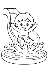 Bambino sullo scivolo d'acqua disegno da colorare PDF gratis