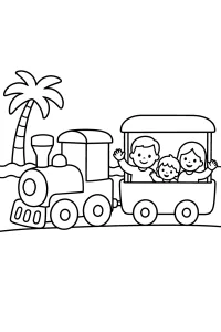Famiglia sul trenino al mare disegno da colorare PDF gratis