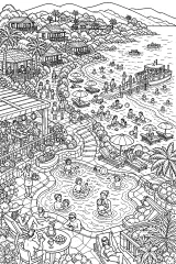 Grande resort sulla baia disegno da colorare PDF gratis