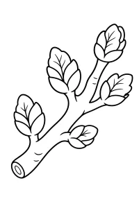 Branch with Large Spring Buds coloring page free PDF