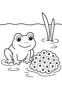 Frog Beside Frogspawn coloring page free PDF