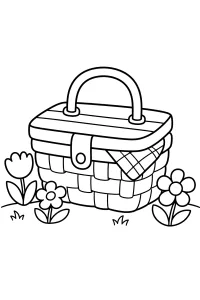 Cestino da picnic con fiori primaverili disegno da colorare PDF gratis