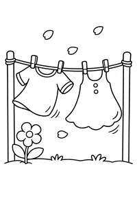 Bucato steso nella brezza di primavera disegno da colorare PDF gratis