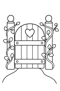 Cancello da giardino con rampicanti disegno da colorare PDF gratis