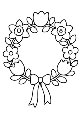 Ghirlanda di fiori primaverili con fiocco disegno da colorare PDF gratis