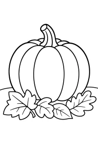 Abóbora entre folhas de outono desenho para colorir PDF grátis