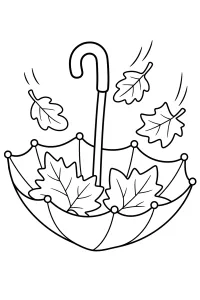 Ombrello rovesciato con foglie autunnali disegno da colorare PDF gratis