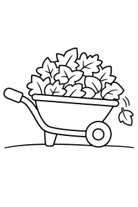 Carriola piena di foglie d'autunno disegno da colorare PDF gratis