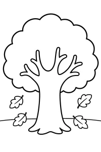 Grande albero d'autunno con foglie cadenti disegno da colorare PDF gratis