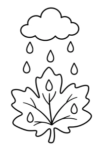 Chuva numa folha de outono desenho para colorir PDF grátis