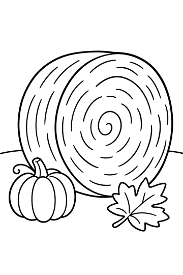Balla di fieno con zucca e foglia autunnale
