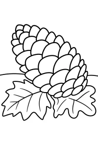 Dennenappel op herfstbladeren kleurplaat gratis PDF