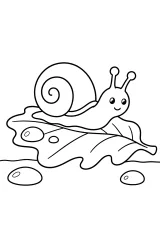 Lumaca su una grande foglia disegno da colorare PDF gratis